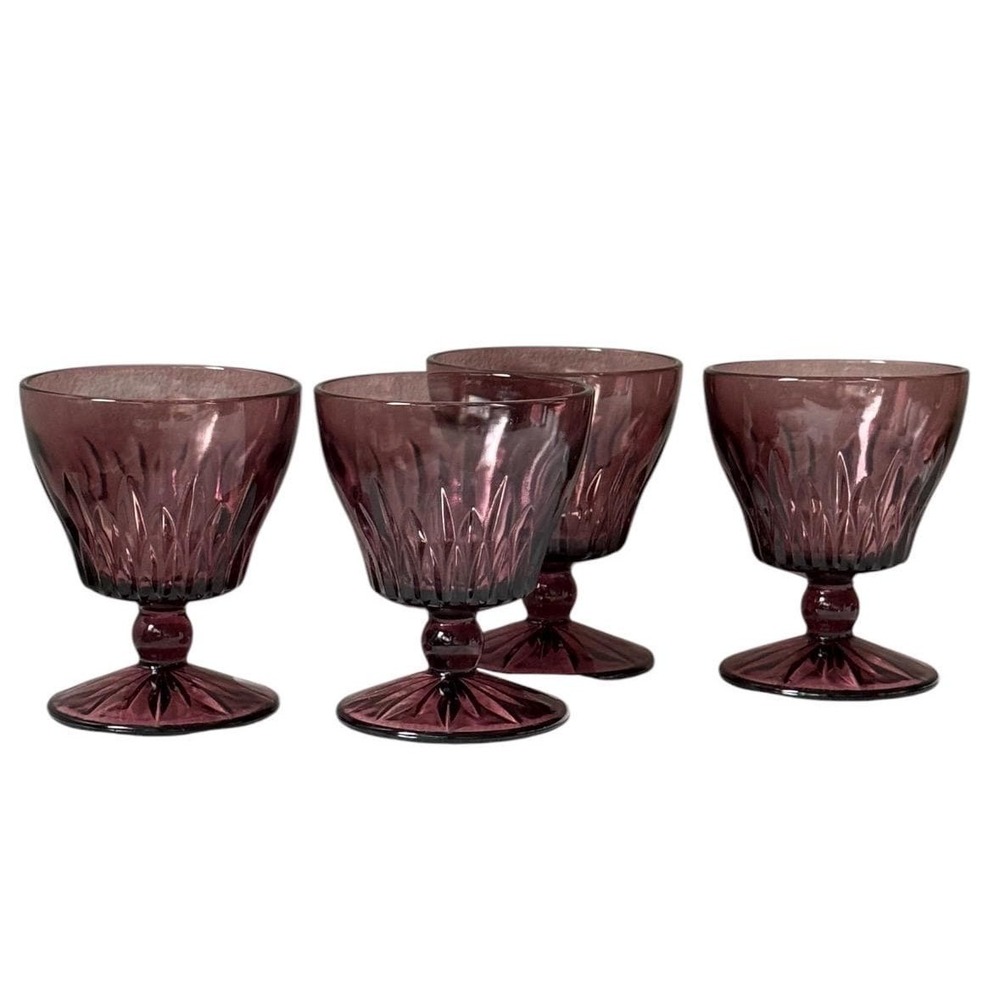 Vintage Hazel Atlas Moroccan Amethyst Sherbet Goblets Set of Four